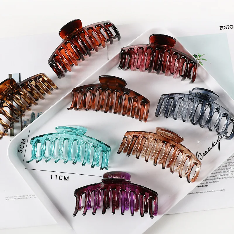 wholesale large hair grab newest design women matte hair claws crystal color transparent leopard print hairpin