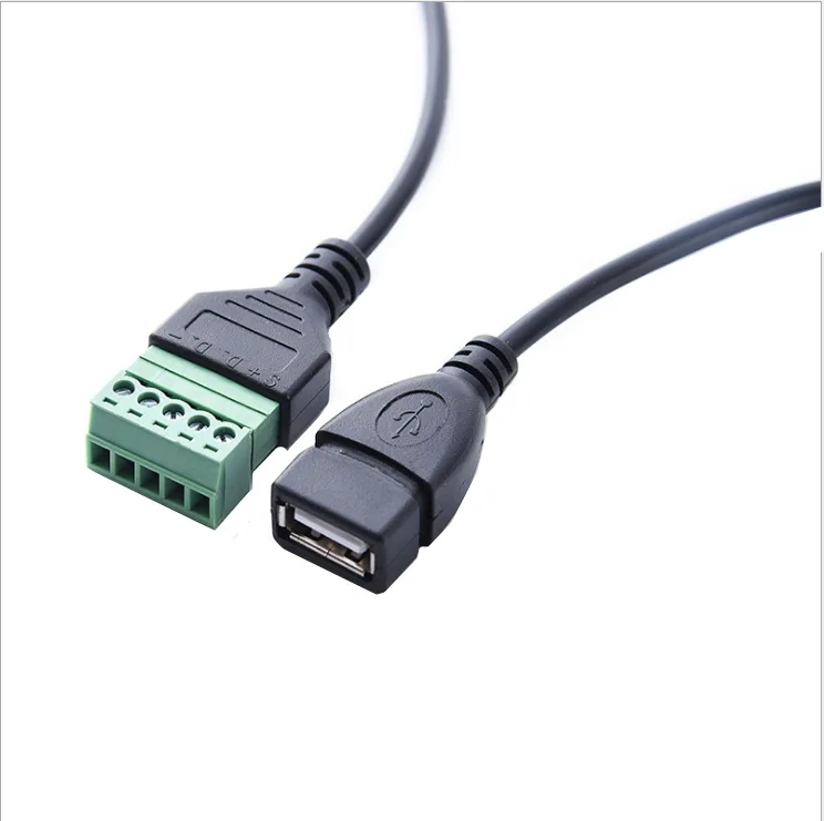 Computer Cables USB 2.0 Type A Female to 5Pin Screw w/30cm Shield Terminal Plug Computer Connector Adapter Cable Wire