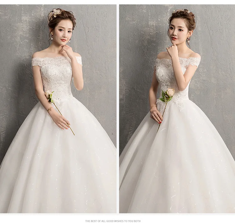 2019 Real Photo Korean Beaded Lace Applique Ball Gowns Wedding Dresses Plus Size Bridal Dress Princess Wedding Gown