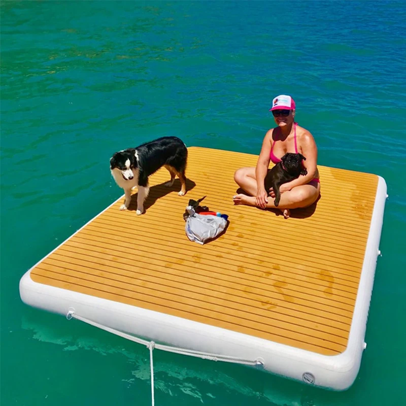 Double Layer Inflatable Boat Island 2.5*1.5*0.2M Water Entertainment Floating Platform Yacht Dock