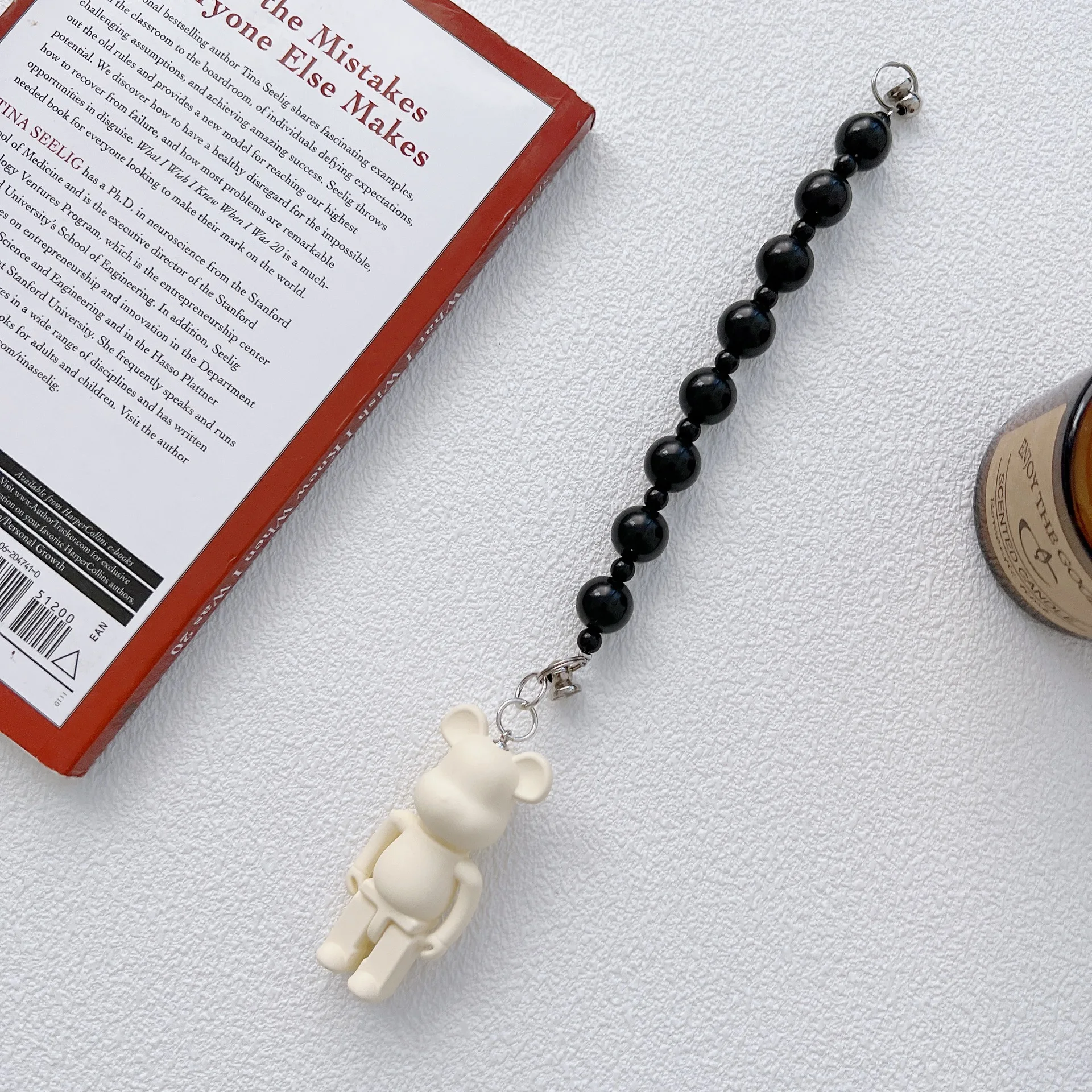 Acrylic Violent Bear with Black Bead Chain Suitable for Drip Glue Phone Case and Notebook Accessories