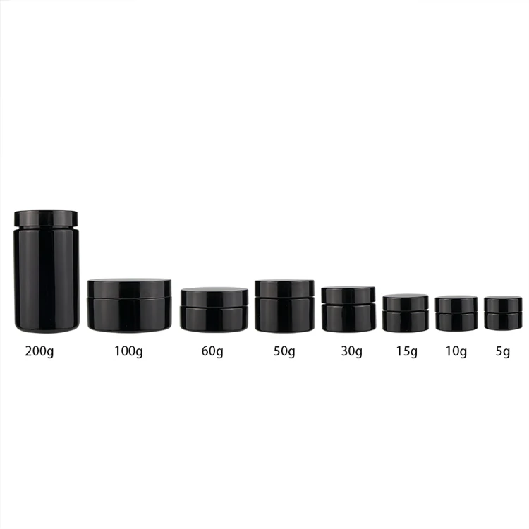 Elegant Black UV Glass Cosmetic Jar Fancy Double Walled Jar Luxury Glass Jars With Lids