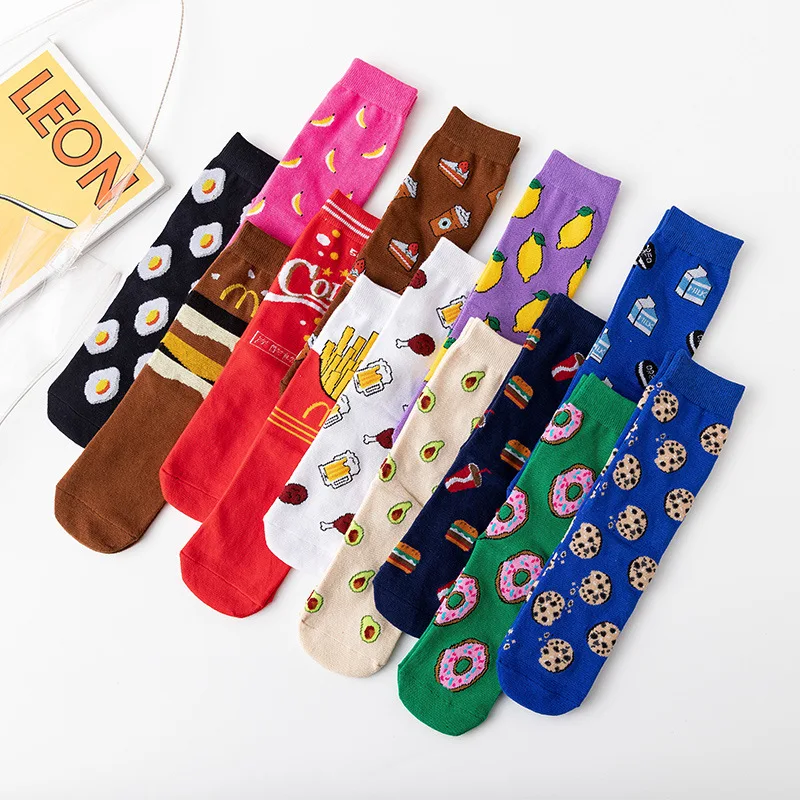 Wholesale Funny Cute Fruit food Animal Sock For Women Bulk Custom Premium Cotton Socks Women
