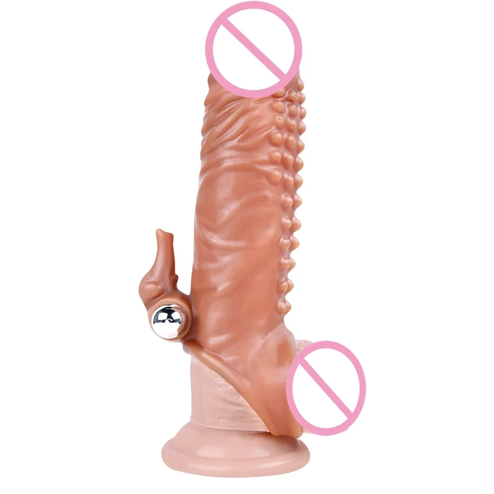 Reusable 5*17CM Penis Sleeve Vibrator Sex products Penis Enlargement sax toys for man Condom Male Cock Extender Dildo Enhancer%