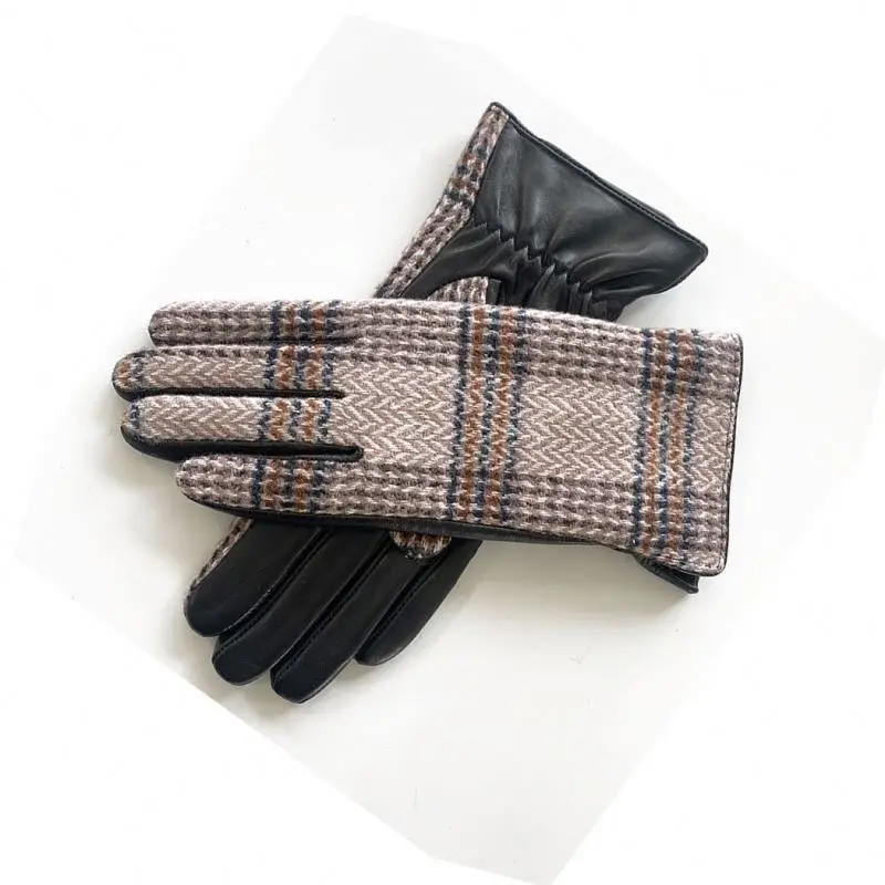 Wholesale price custom ladies sheepskin leather gloves golden driving gloves cotton liner