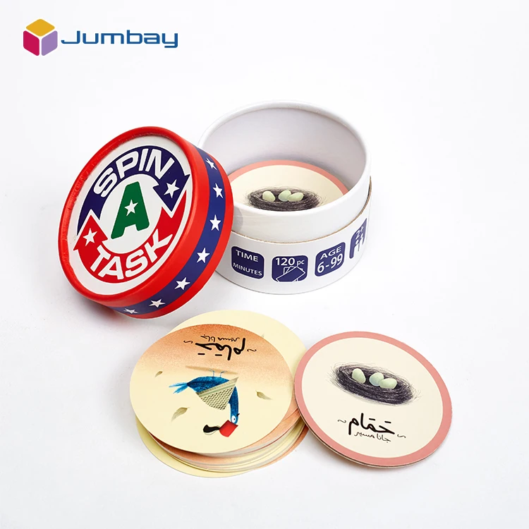 Custom Logo Print Kid Card Game Paper Playing Cards For Kids With Round Holder