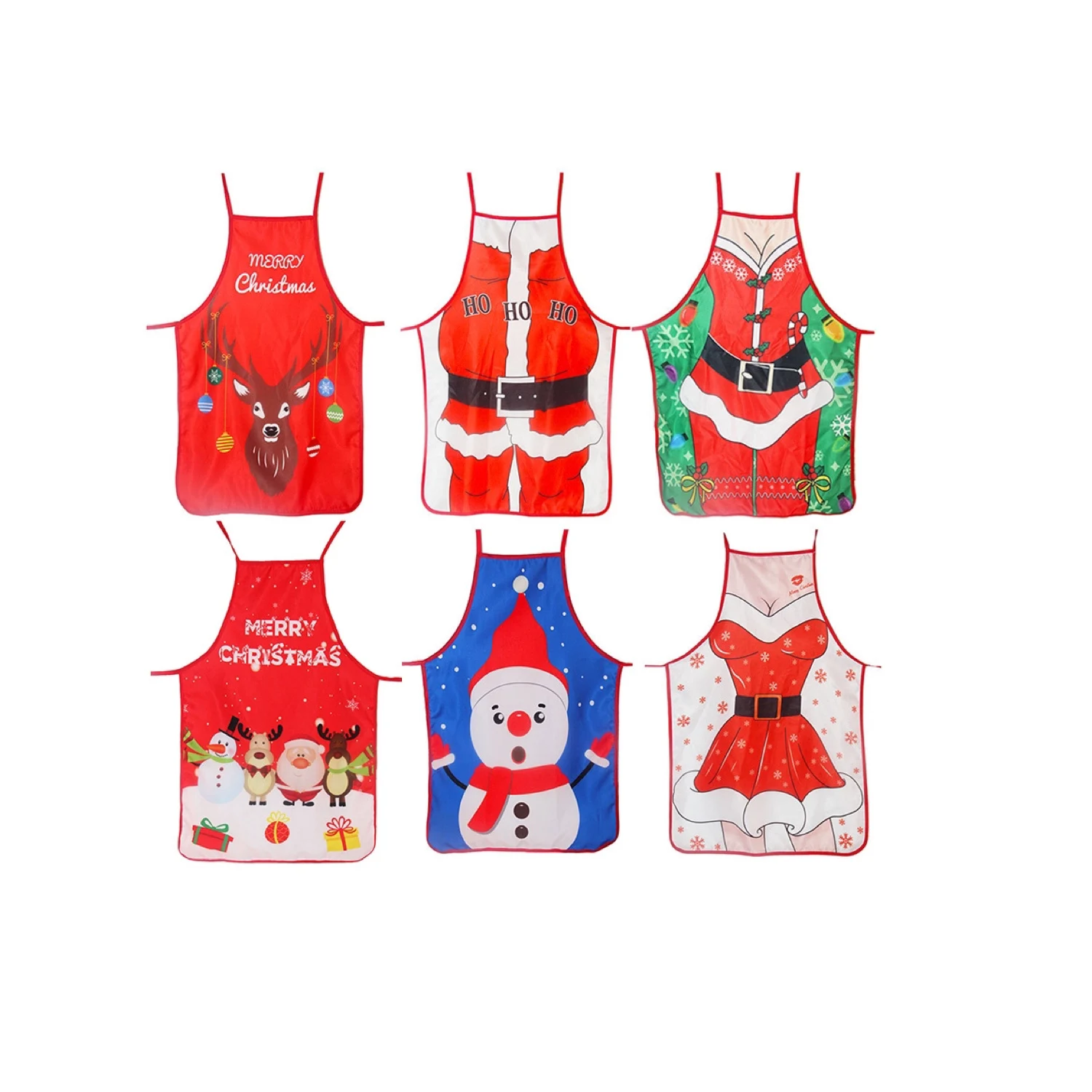 Лидер продаж на Amazon фартук с мультяшным рисунком моющиеся рождественские фартуки кухонный фартук без рукавов
