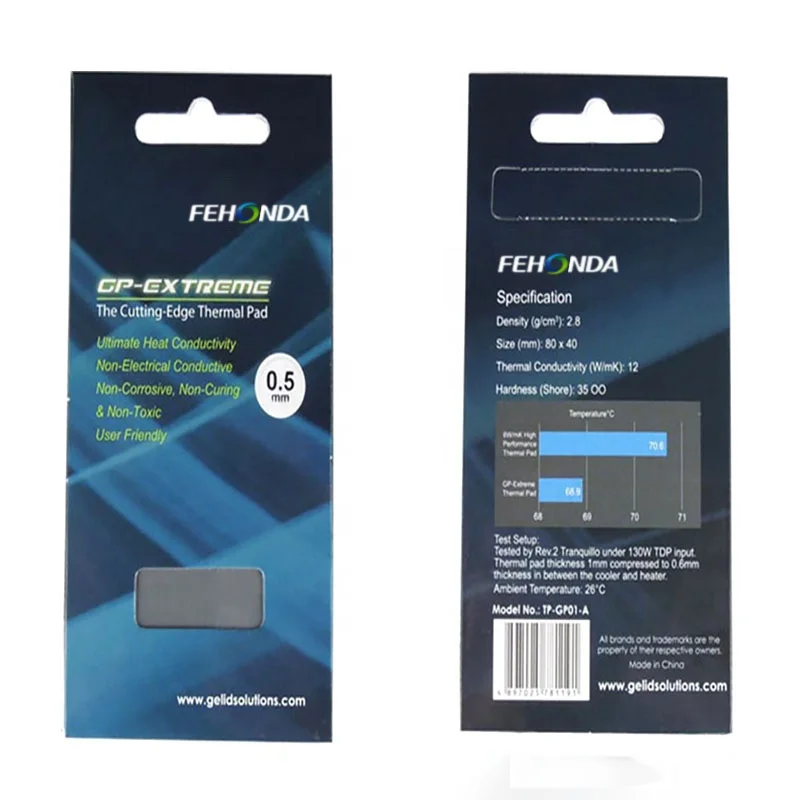 Gelid Solutions GP-Extreme 12W-Thermal Pad 80x40x2.0mm. Excellent Heat Conduction, Ideal Gap Filler. Easy Installation.