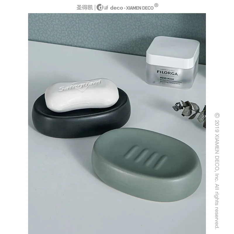 Ceramic Matte Tray Bar Holder Box for Shower Kitchen Container Box Bathroom Oval Soap dish