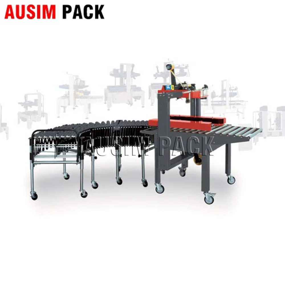 OEM Logo Sealing Cases Box Erector With Bottom Sealer Continuous Vacuum Packaging Machine