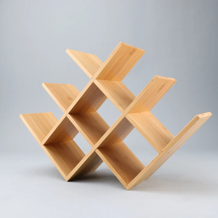 Eco-friendly Bamboo Wooden Stackable Wine Bottle Rack Free Standing Wine Storage Racks