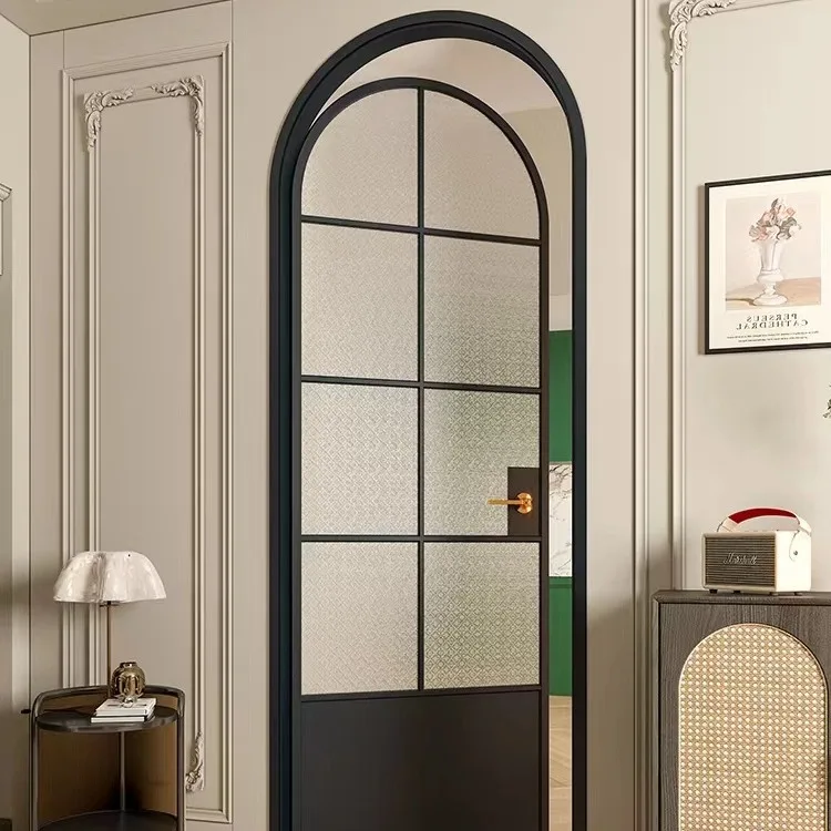 Glass door very narrow lift door arched sliding  toilet arc glass toilet flat door