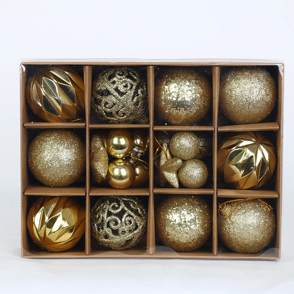 Christmas Ball Tree Ornaments Plastic Foam Glitter Christmas Ball Box Ornaments Ball Set