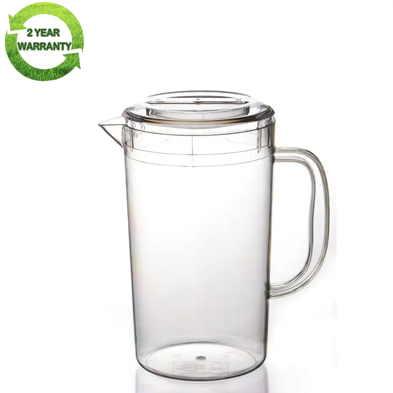 Custom Logo 2000ml Eco-friendly Acrylic Clear Water Jug Plastic Beer Pitcher Ice Holder Water Pitcher
