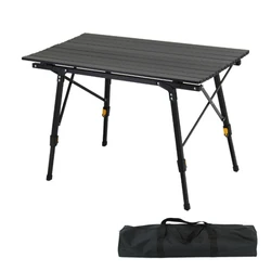 Factory Price Wood Foldable Table Camping Portable Adjustable Picnic Outdoor Durable Roll Top Up Folding Table With Light