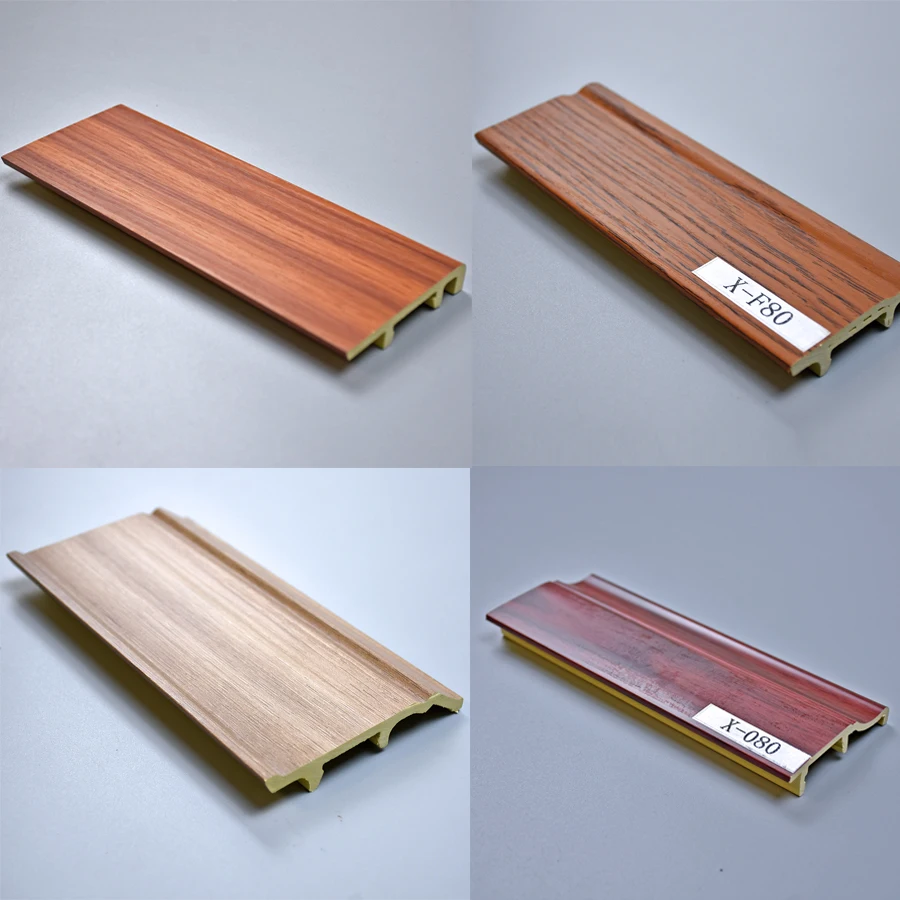 cheap wood plastic composite Plinth Profiles Baseboard kitchen waterproof PVC skirting board