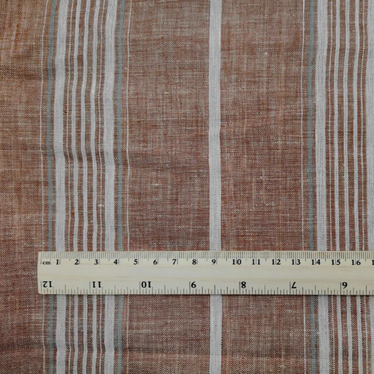 High quality italy french mens women clothes 100% linen dress fabric manufacturer china striped linen fabric for clothing