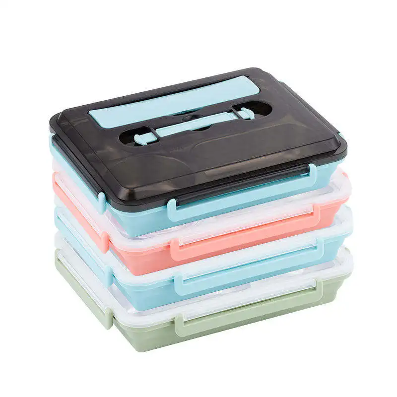 Yongfa Bento Box Lunch Box Not 3 Compartment Divided Plate Dish Set Stainless Steel BPA Free Eco-friendly 4 Compartment Modern