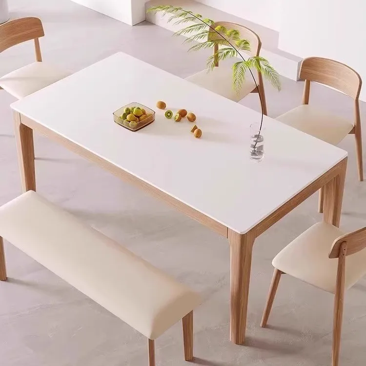 Modern Dining Room Furniture Wood Square Bamboo Dining Room Sets Dining Table With 4 Chairs For Restaurant