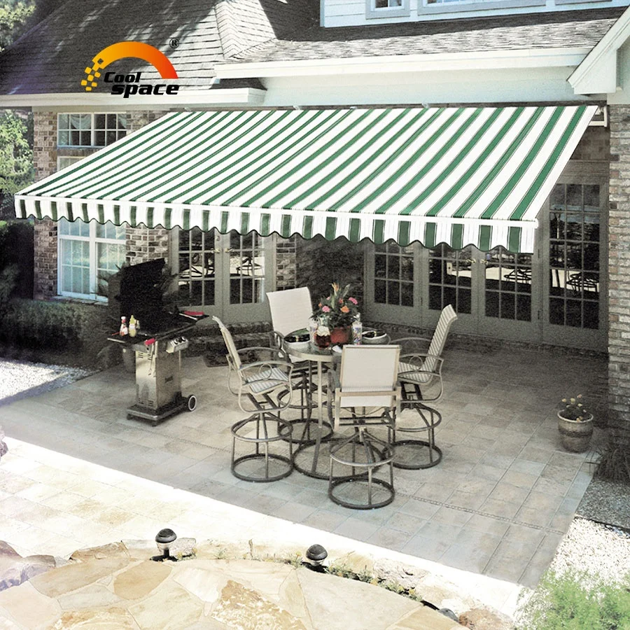 Выдвижной наружный тент с ручным и электрическим управлением сертификат CE