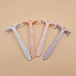 Safety high quality long handle custom  plastic shave 4 pieces ladies single blade razor