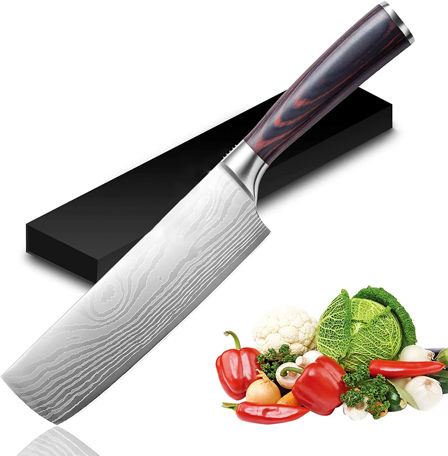7-дюймовый нож Nakiri из высокоуглеродистой нержавеющей стали мясной мясницкий