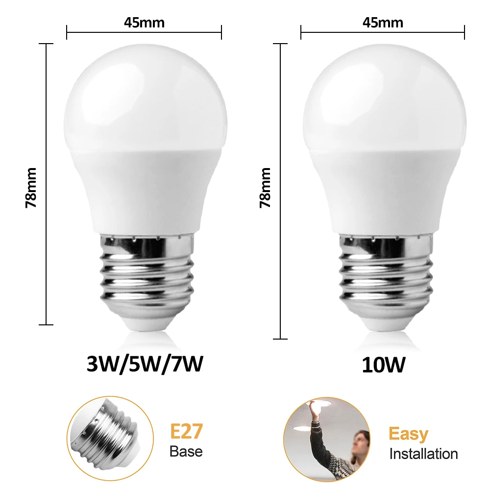 Vertak 10W Luces Led 10 Watt Incandescent Shatterproof Lamp Light Bulb G45 E27 4000K Bulbs Led Light Home