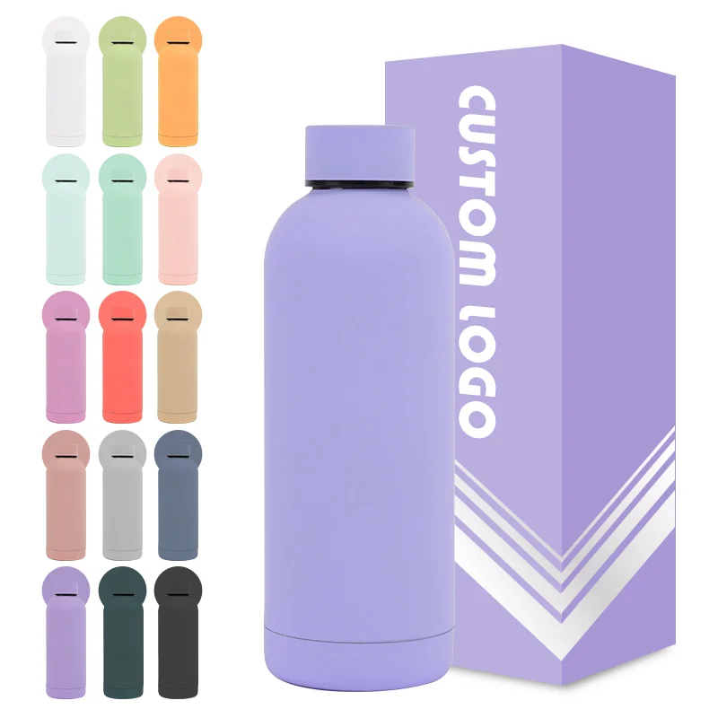 High Quality Colorful Matte Insulated Drink Bottle 500ml 750ml Sport Gym Stainless Steel Water Bottle Custom Logo With Bpa Free