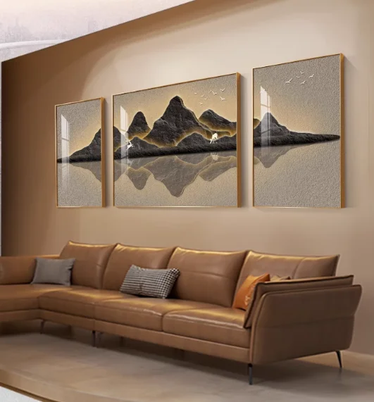 Landscape Living Room Wall Glass Led Artwork Canvas Pictures Luxury Famous Decorative Painting for Posters Decorative Painting
