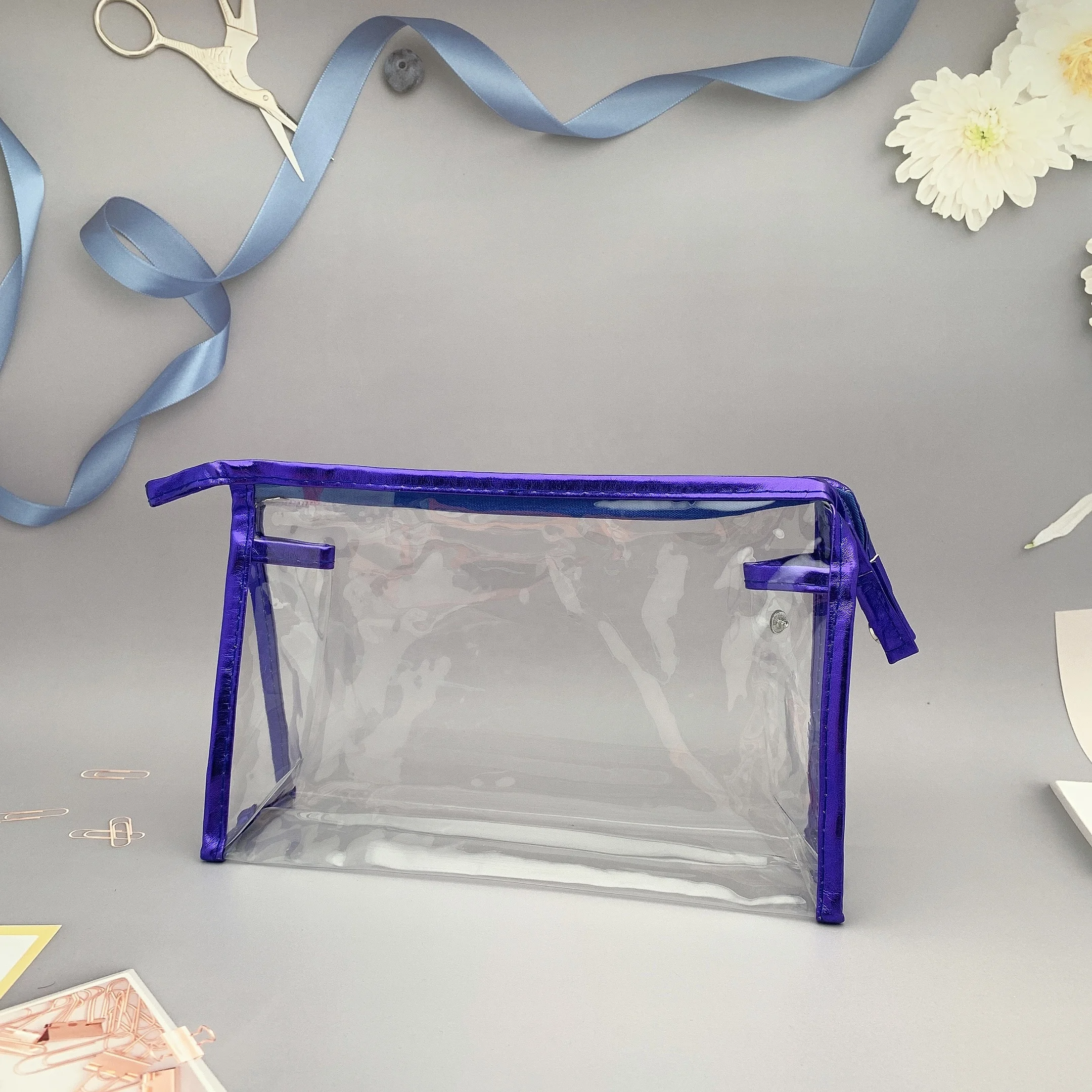Travel Cosmetic Organizer Clear PVC Makeup Bag Customized Logo Pvc Clear Tote Bag