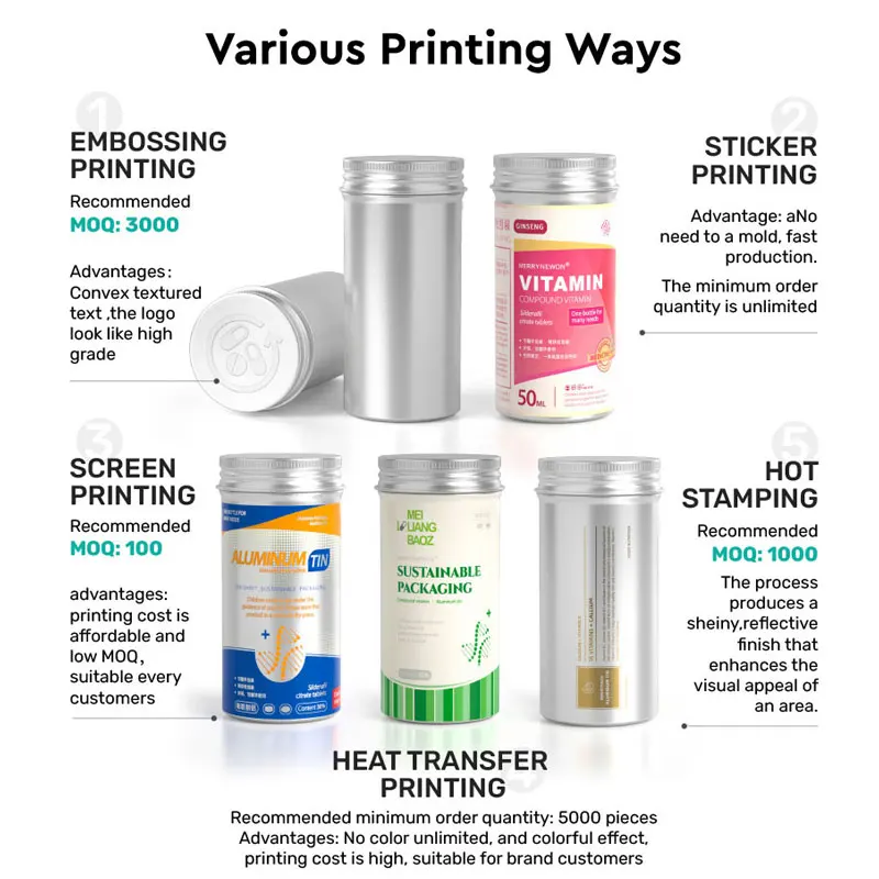 customized printed logo luxury metal packing tin can box for health product food grade aluminum container for powder