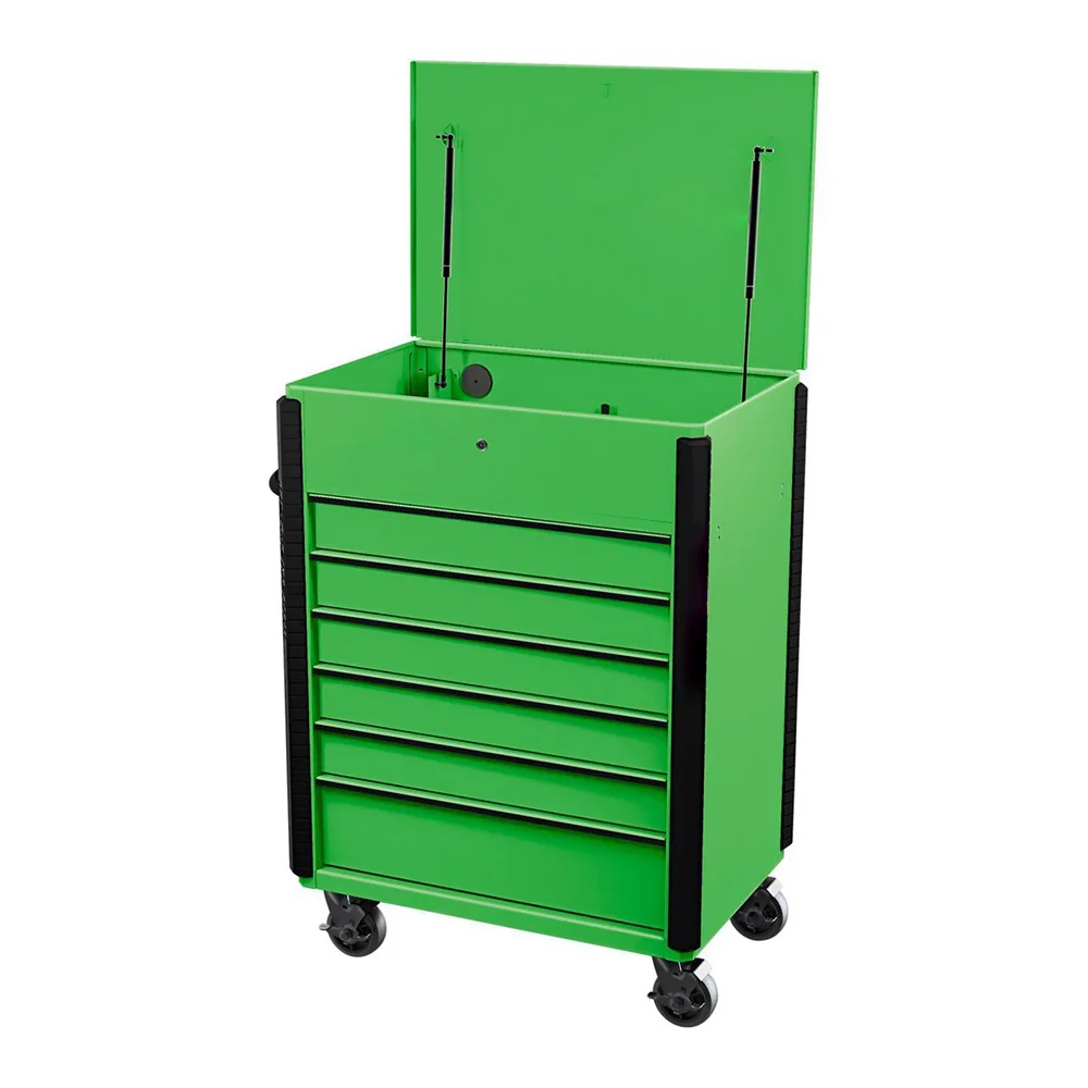 Green Metal Heavy-Duty Tool Cart Garage Roller Cabinet with Powder Coating Finish and Tool Box OEM Customizable