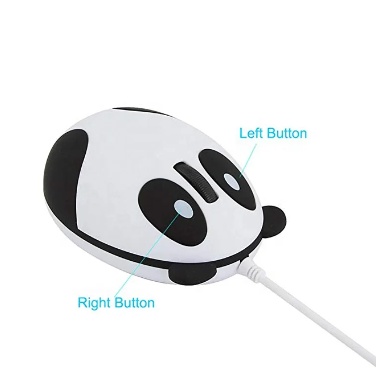 Custom LOGO Cute 2.4Ghz Wireless Mouse Cartoon Animal Panda Shaped Rechargeable Optical Mini Small Mice