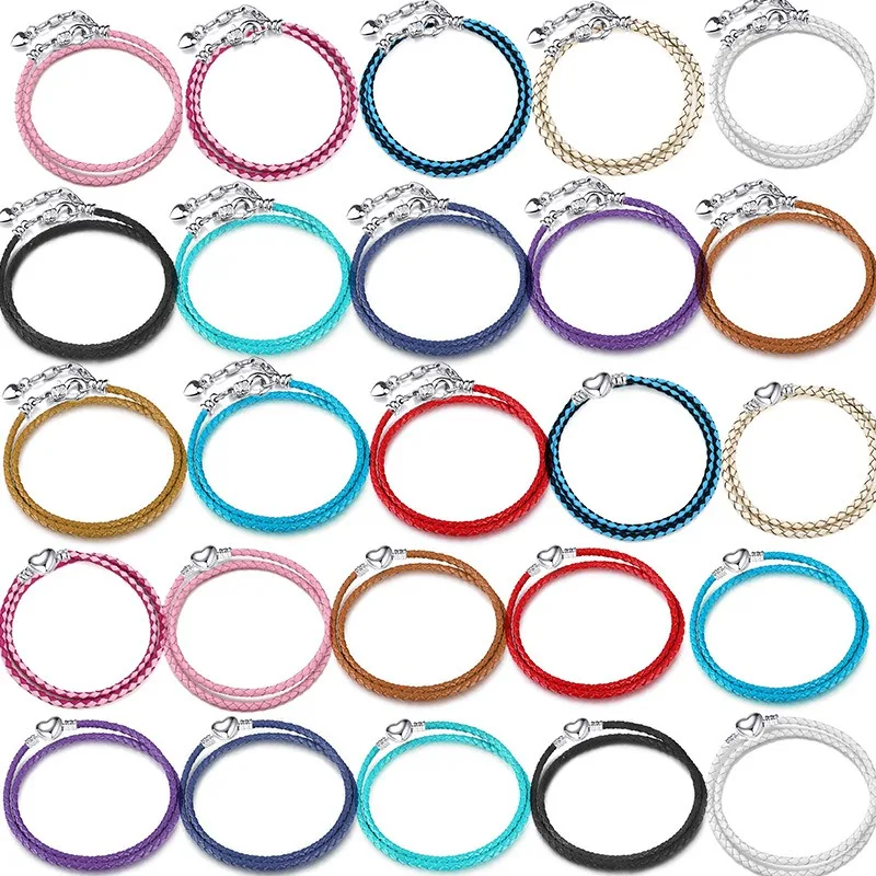 3mm Colorful Double Loop Leather Rope Bracelet DIY Leather Bracelet Basic Chain fit charms making necklace keychain Factory