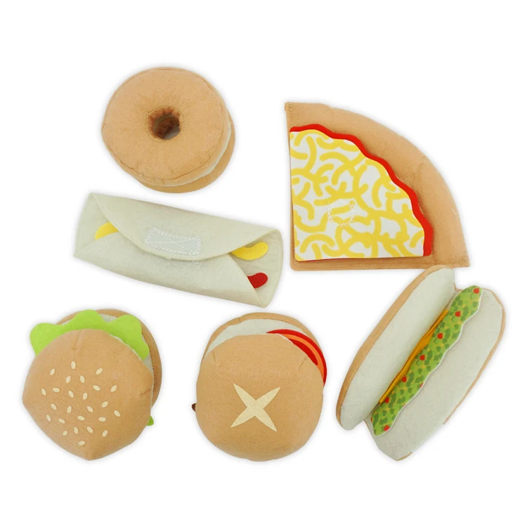 Felt Play Food Sandwich Set for Kids DIY Kitchen  Hamburger Pizza Sandwich Food Toys Gift Party