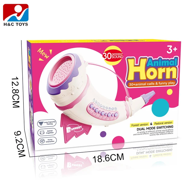 Funny play animal calls sound amplifier for kids plastic musical horn educational baby trumpet toy