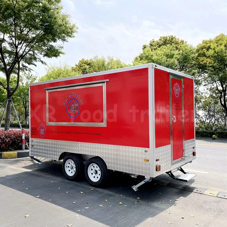 Mobile Kitchen Food Trailer Fiberglass XR New Square Shanghai Mobile Restaurant Manufacturer Customizable L385*w210*h200cm