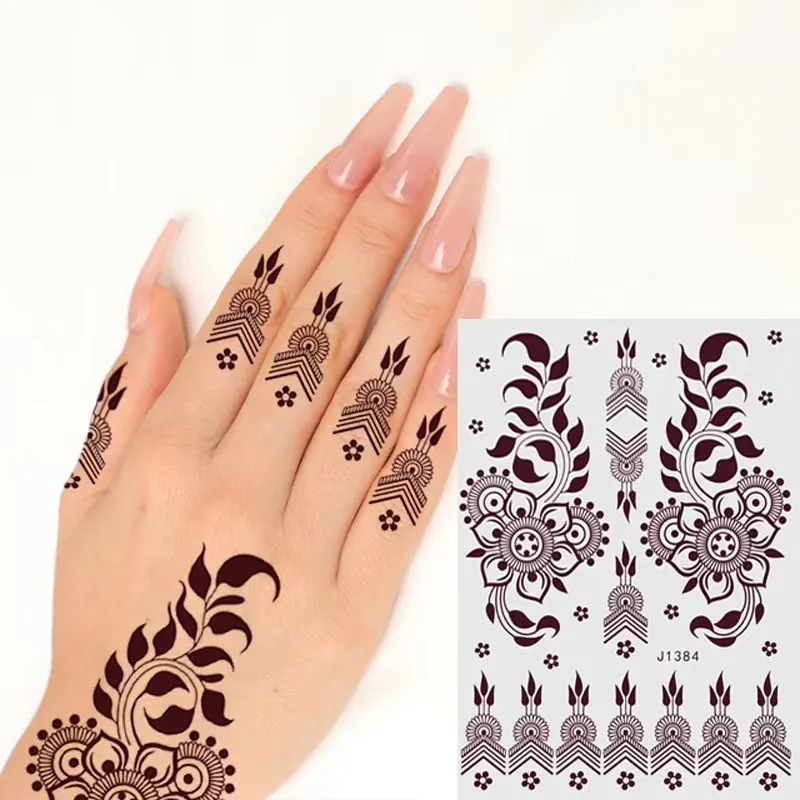 Free Sample Henna Mehendi Tattoo Instant Tattoos Bridal Temporary Henna Tattoos Henna Hand Sticker Mandala Lace Wedding Sticker