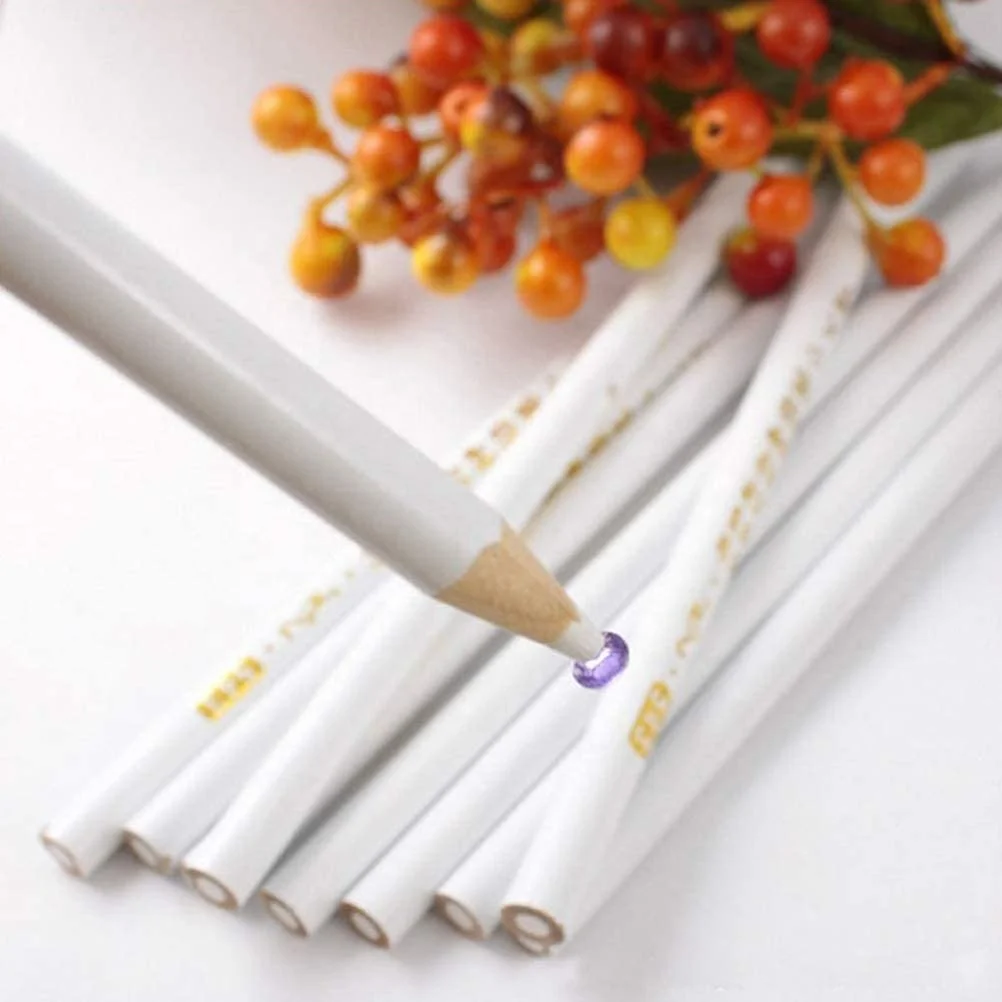 White Pick up Pencil Nail Art Rhinestones Gems Picking Crystal Tools Easily Wooden Wax Dotting Pen