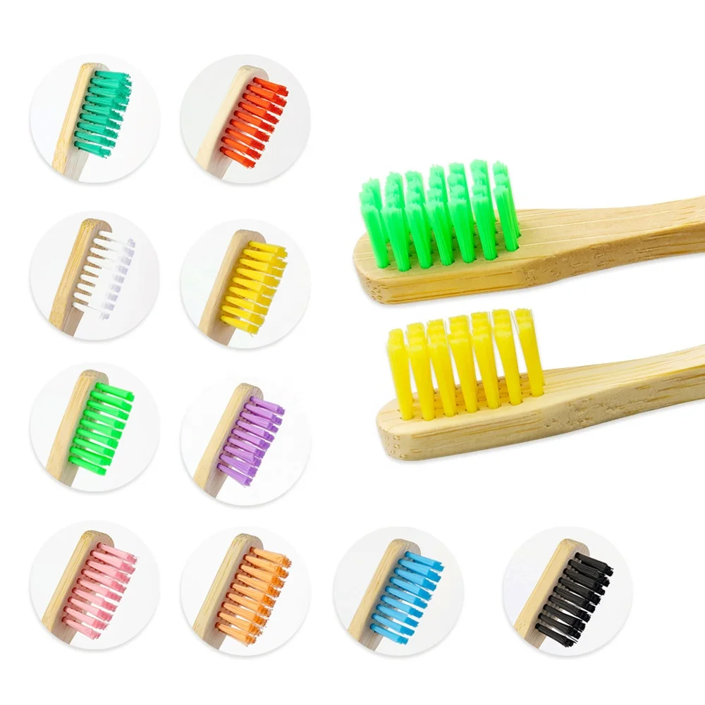 Free Sample Custom Wholesale Natural Biodegradable Travel Soft Bambu Tooth Brush Adult and kid Bamboo Charcoal Toothbrush