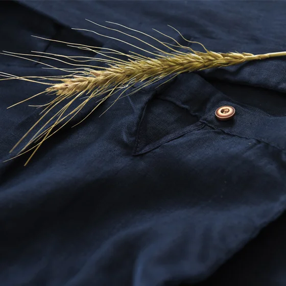 Мужская рубашка из 100% льна с воротником-стойкой и полурукавами