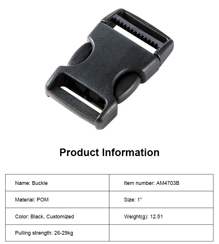 Backpack School Bag Strap Accessories 1 Inch 25mm Quick Side Release Plastic Buckle Clips