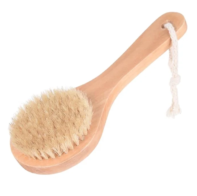 Wholesale custom logo wood dog pet bath brush massage scrub towel wooden long handle boar bristle bath brushes