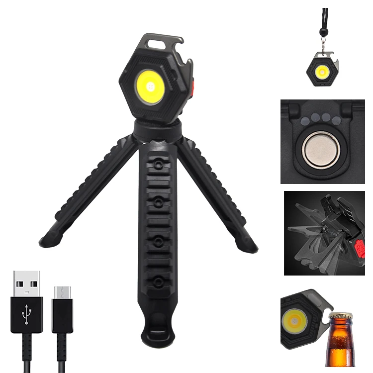 Mini LED Working Light Portable Pocket Flashlight USB Rechargeable Key Light Lantern Camping Outside Hiking COB Lantern