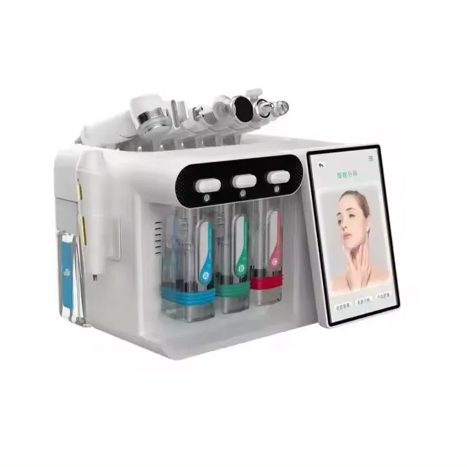 Skin analyzer Detector Portable 8 In 1 H2O2 HydroDermabrasion Small Bubble Facial Hydro Therapy Facial Beauty Machine Aqua Peel