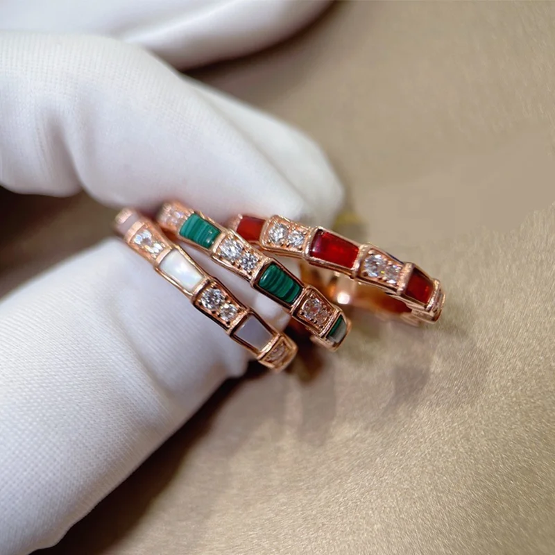 High-Quality Black Ceramic Rings Luxury Jewelry Men And Women Engaged Luxury Snake Bone Fritillary Rings Wholesale Gifts