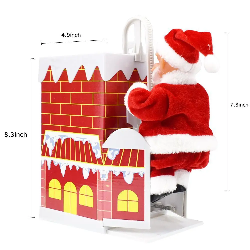New Arrival Santa Climbing Claus Chimney Electric Toy Doll With Music Kids Christmas Gift Santa Climbing The Ladder