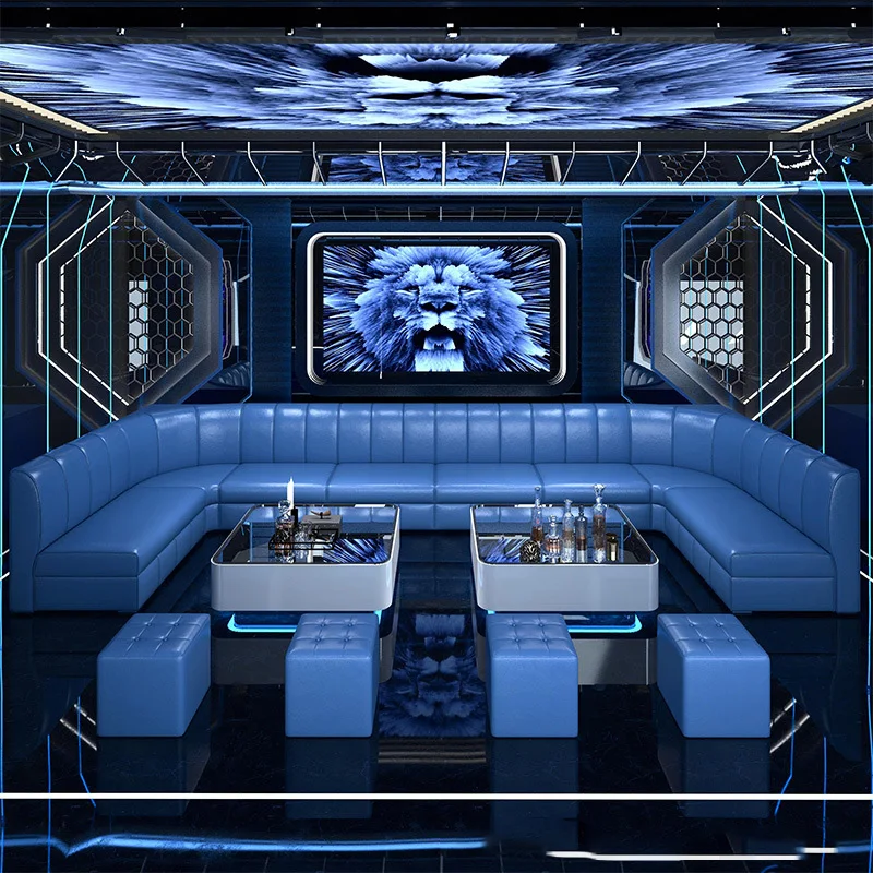 High-end KTV sofa light luxury card seat bar U shape coffee table home theater sofa club ktv sofa