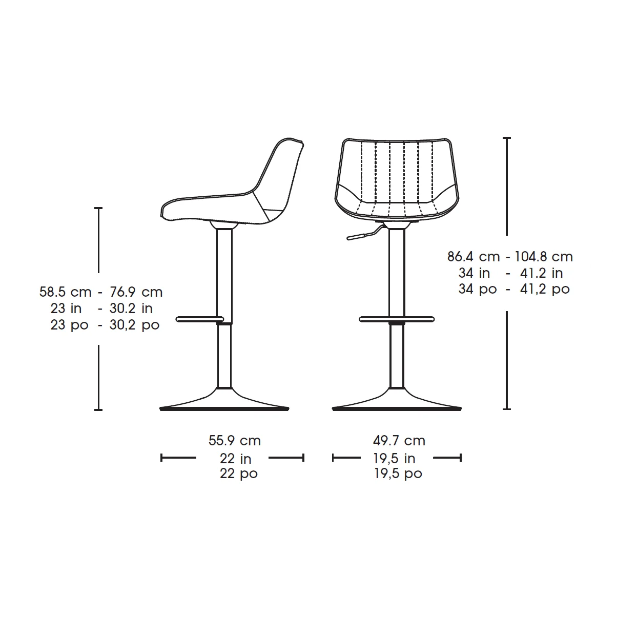 Anji Wholesale Pu leather Bar stools chairs for Kitchen