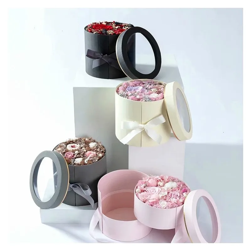 Custom Handmade Rigid Paper Beautiful Eternal Flower Small Gift Box with Lid Paper Box For Flower